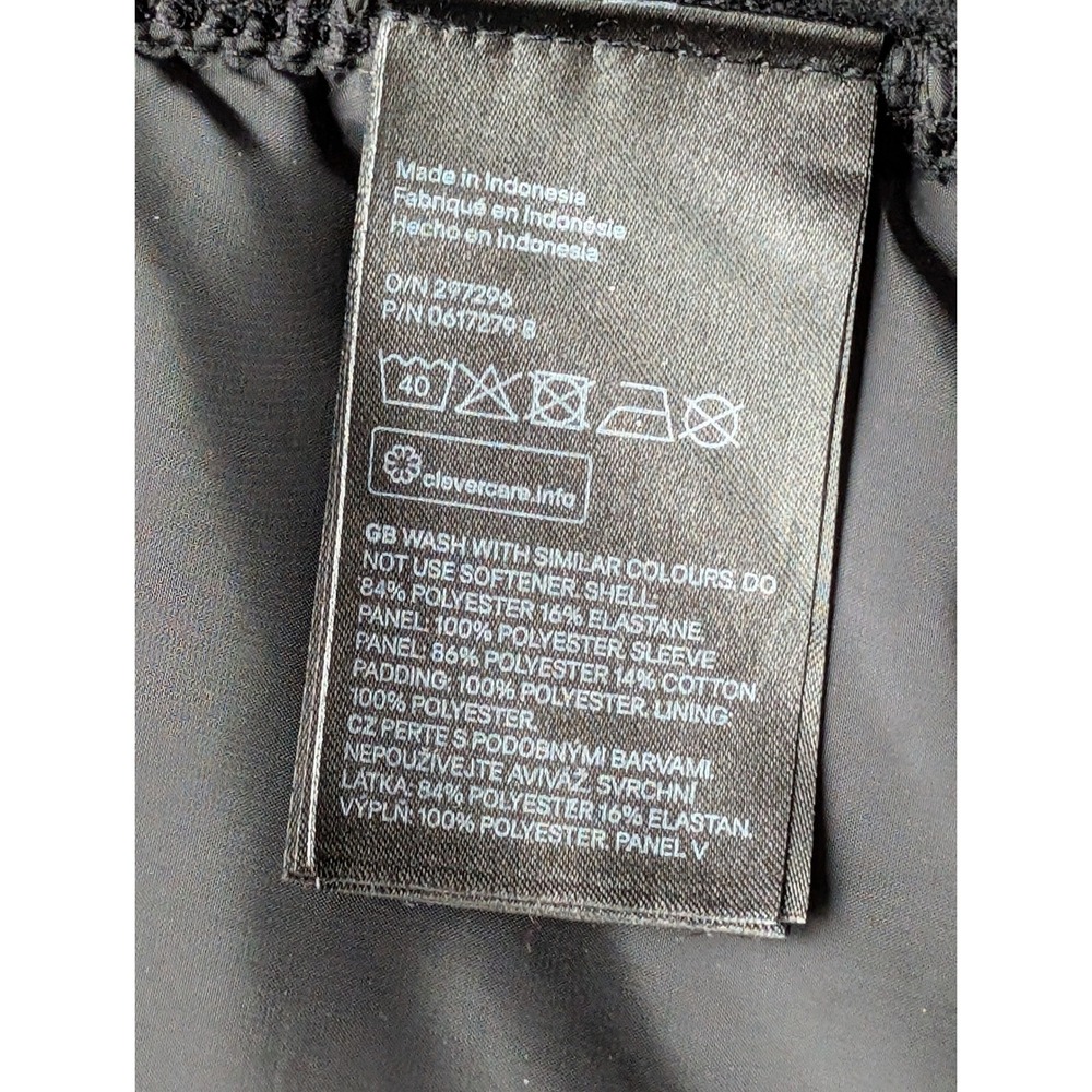 H&M Sport Quilted Hooded Jacket S Black Athletic Zip Up Thumbholes Activewear - Picture 8 of 13